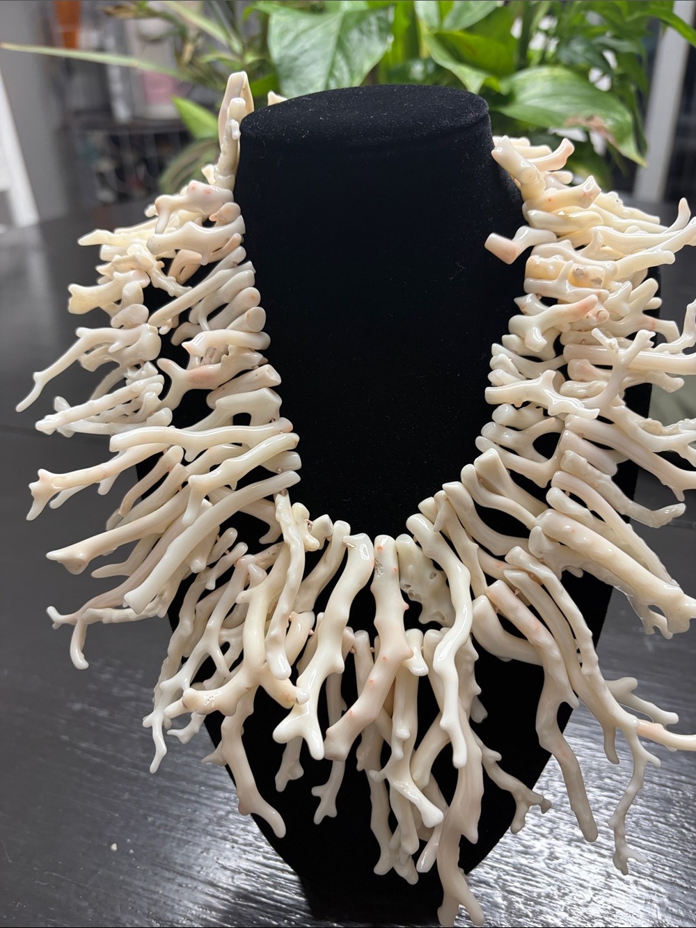 JADED extra long Coral Branch Statement Necklace - double strand!